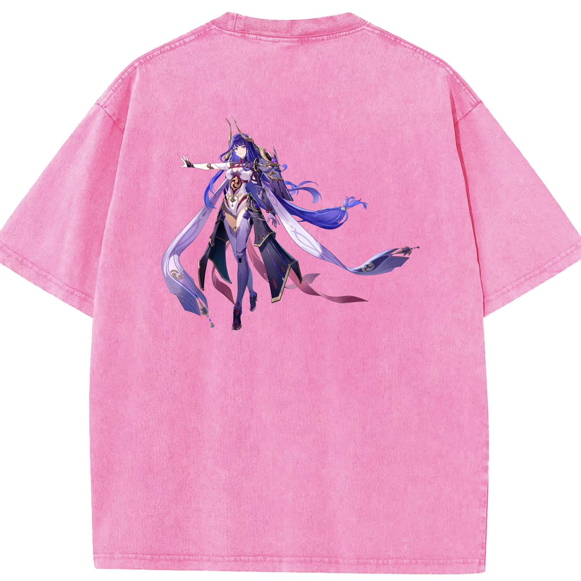 げんし神 雷電将軍 らいでんしょうぐん genshin Raiden Shogun 綿100% ヴィンテージ風 半袖Tシャツ（背面プリント）